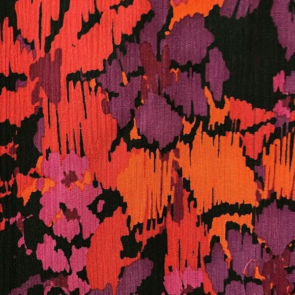 SHOSHANNA Floral Silk Sleeveless Ruffle Pencil Dress, Black/Red/Purple, Size 4 - Picture 9 of 11